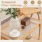 Costway Bamboo Side Table with Rattan Shelf Glass Top Nightstand Small Sofa End Table